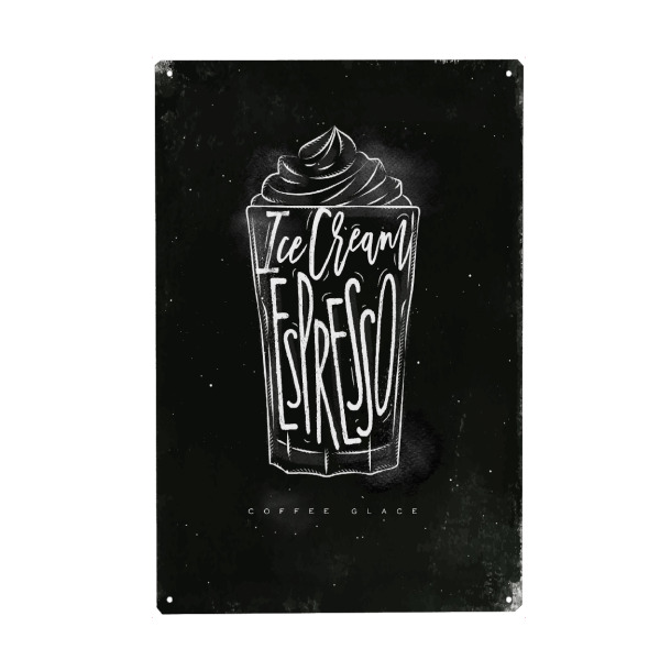 Holzbild "Coffee glace cup chalk" artboxONE - Essen & Trinken,Schwarzweiß