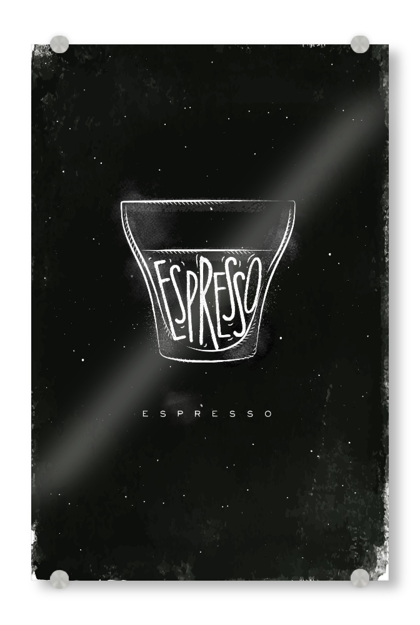 Acrylglasbild "Espresso cup chalk" artboxONE - Essen & Trinken,Schwarzweiß