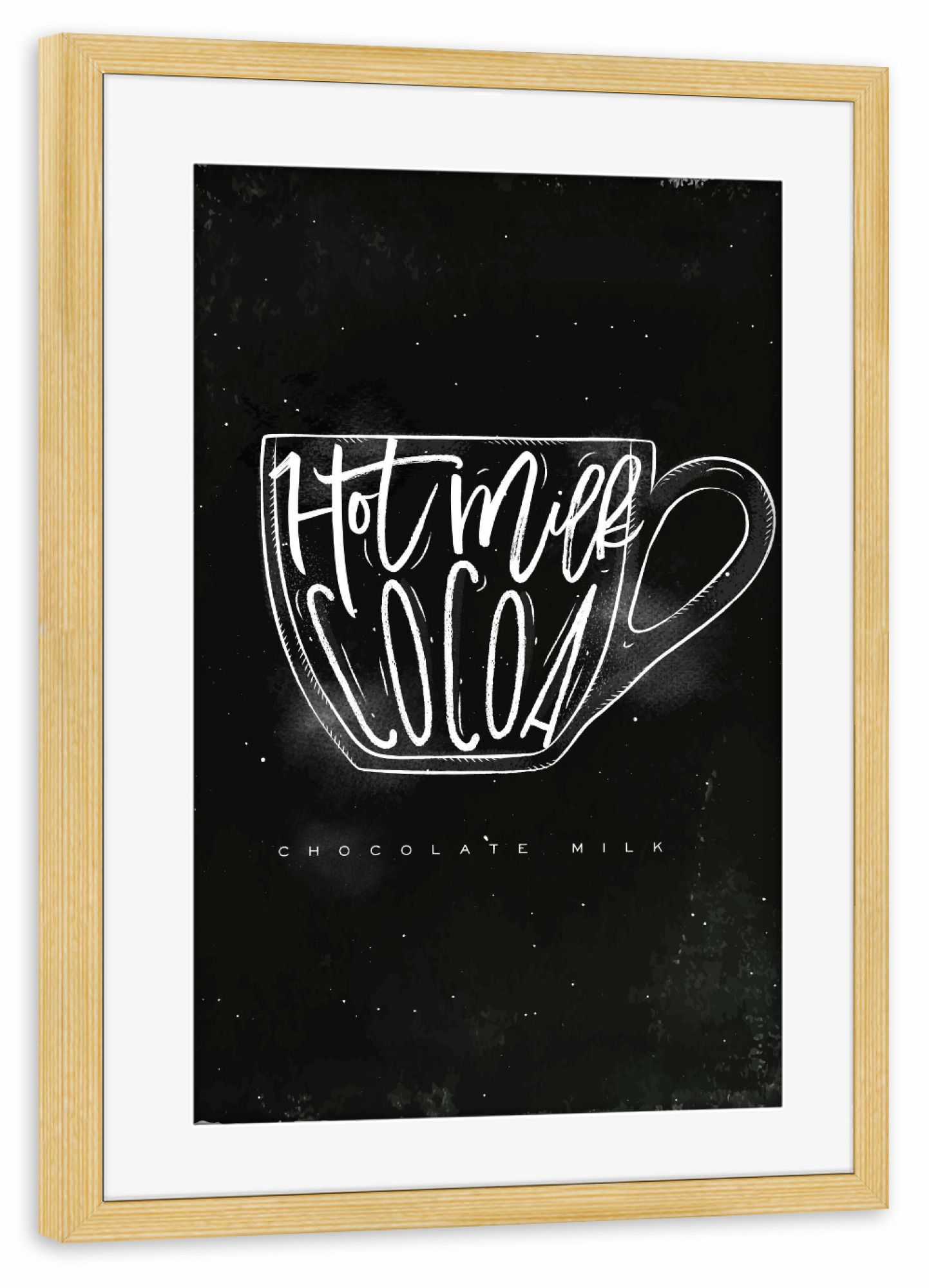 Poster mit Rahmen kiefer "Cappuccino cup chalk" artboxONE - Schwarzweiß,Essen & Trinken / Alkohol