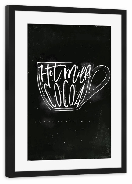 Poster mit Rahmen schwarz "Cappuccino cup chalk" artboxONE - Schwarzweiß,Essen & Trinken / Alkohol
