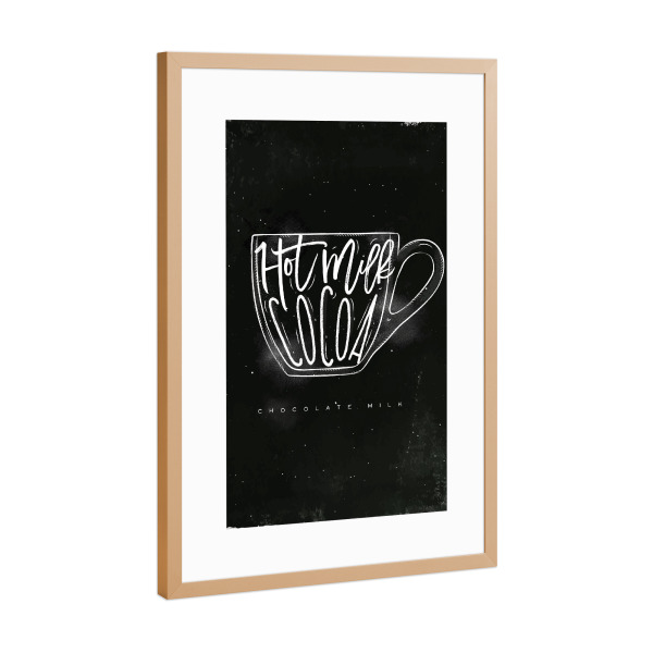 Poster mit Rahmen Kupfer "Cappuccino cup chalk" artboxONE - Schwarzweiß,Essen & Trinken / Alkohol