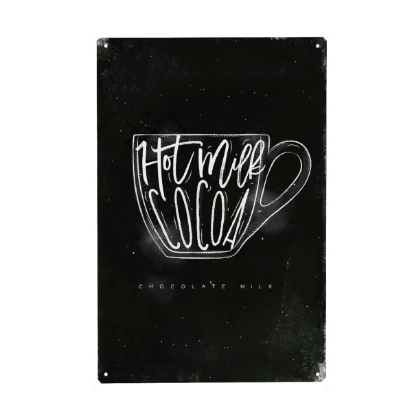Metall Poster "Cappuccino cup chalk" artboxONE - Schwarzweiß,Essen & Trinken / Alkohol