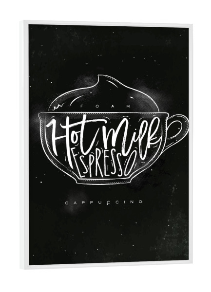 Poster mit weißem Rahmen "Chocolate milk cup chalk" artboxONE - Schwarzweiß,Essen & Trinken / Alkohol