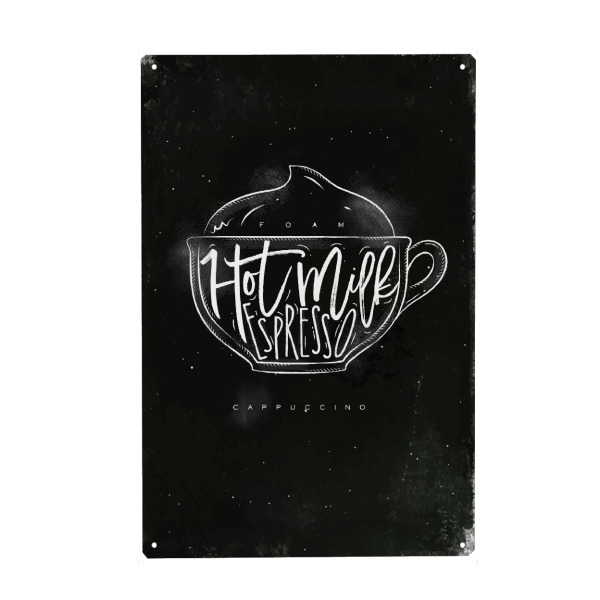 Metall Poster "Chocolate milk cup chalk" artboxONE - Schwarzweiß,Essen & Trinken / Alkohol