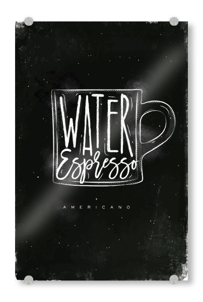 Acrylglasbild "Americano cup coffee chalk" artboxONE - Schwarzweiß,Essen & Trinken / Alkohol