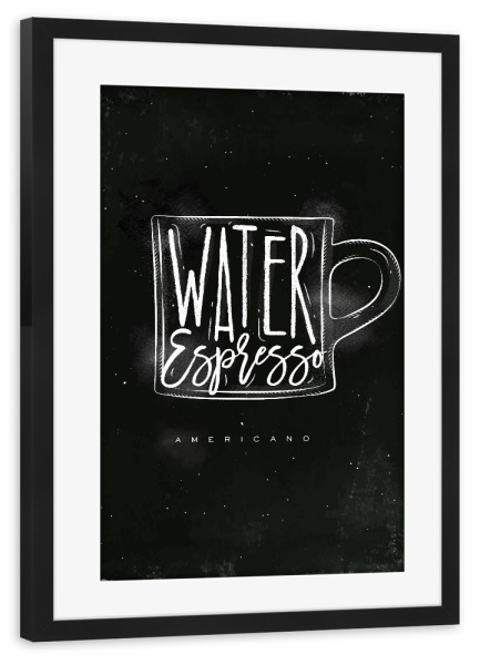 Poster mit Rahmen schwarz "Americano cup coffee chalk" artboxONE - Schwarzweiß,Essen & Trinken / Alkohol