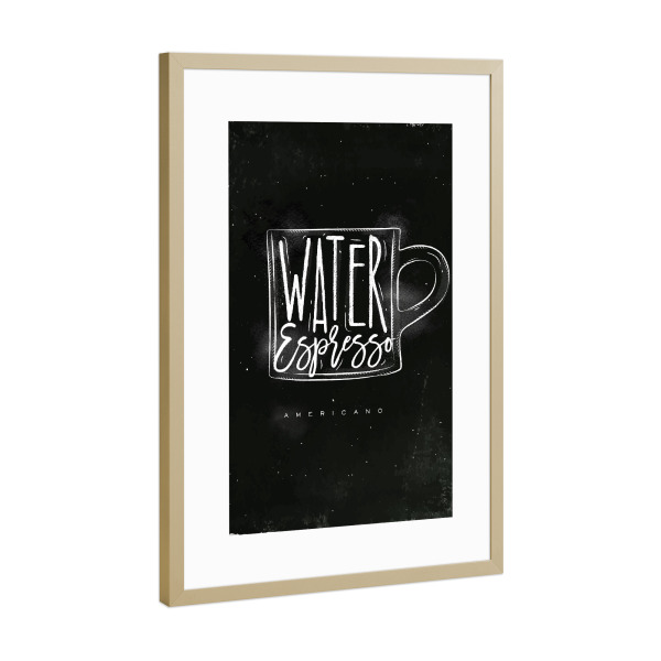 Poster mit Rahmen Gold "Americano cup coffee chalk" artboxONE - Schwarzweiß,Essen & Trinken / Alkohol