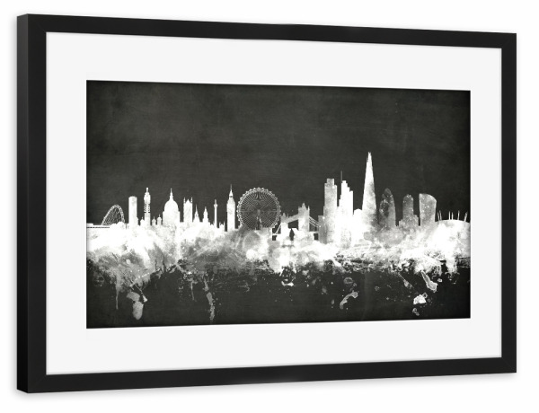Poster mit Rahmen schwarz "London England Skyline 10" artboxONE - Städte,Städte / London,Reise,Schwarzweiß