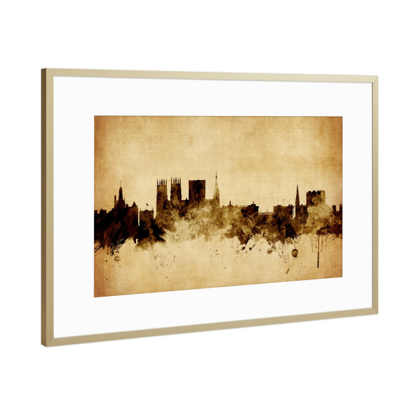 Poster mit Rahmen Gold "York England Skyline 2" artboxONE - Städte,Reise