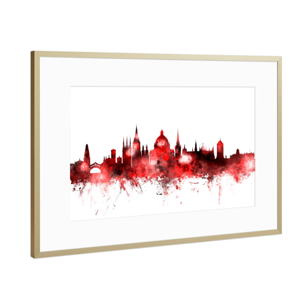 Poster mit Rahmen Gold "Oxford England Skyline 4" artboxONE - Städte,Reise