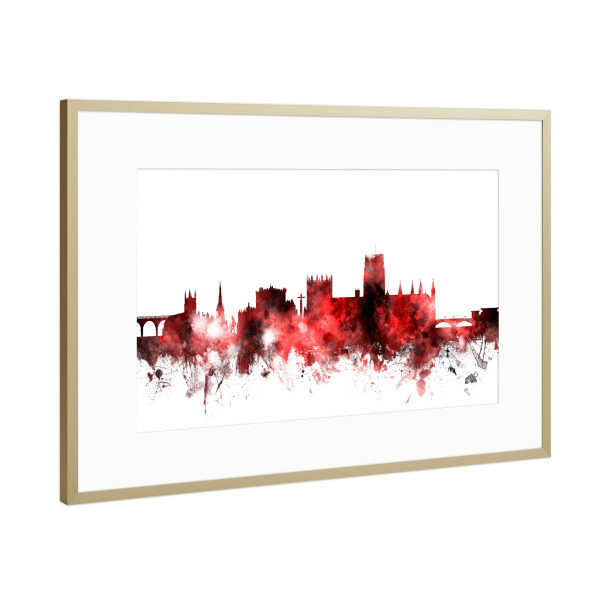Poster mit Rahmen Gold "Durham England Skyline Cityscape 4" artboxONE - Städte,Reise