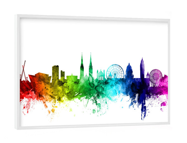 Poster mit weißem Rahmen "Belfast Northern Ireland Skyline 2" artboxONE - Städte,Reise