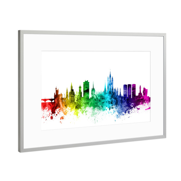 Poster mit Rahmen Silber "Aberdeen Scotland Skyline 2" artboxONE - Städte,Reise