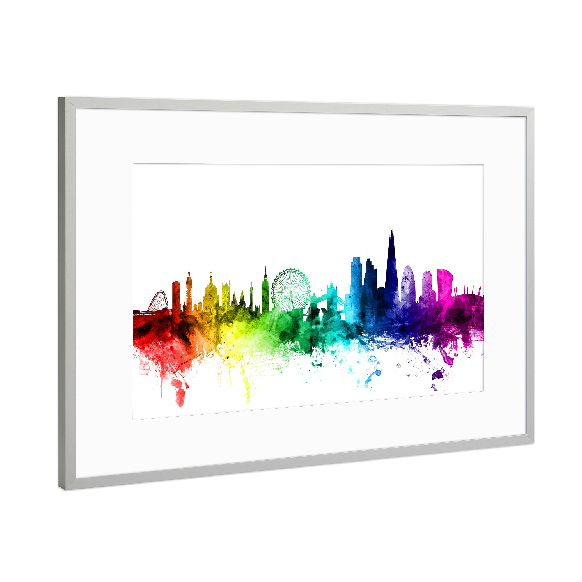 Poster mit Rahmen Silber "London England Skyline 4" artboxONE - Städte / London,Reise