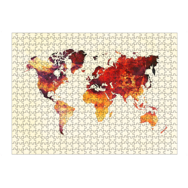 Puzzle Ravensburger "World map 31 red yellow" artboxONE - Reise,Reise / Länder,Kartografie