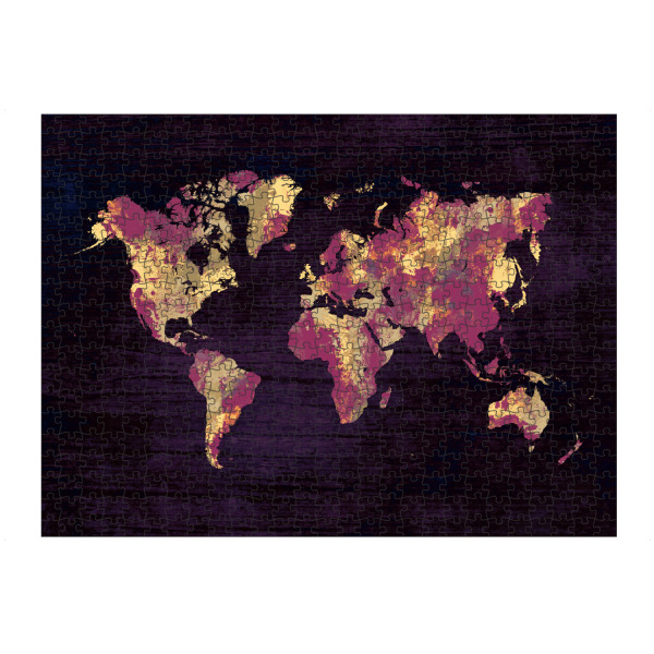 artboxONE Puzzle "World map 5 gold red" artboxONE - Reise,Reise / Länder,Kartografie