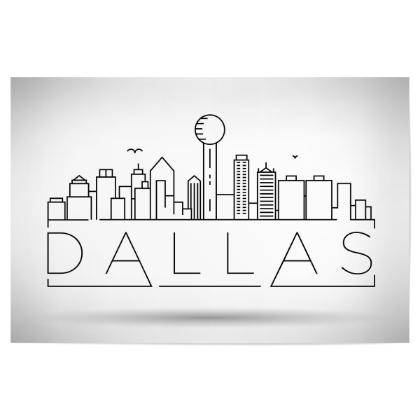 Poster 30x20 cm "Minimal Dallas Skyline" artboxONE - Städte,Schwarzweiß