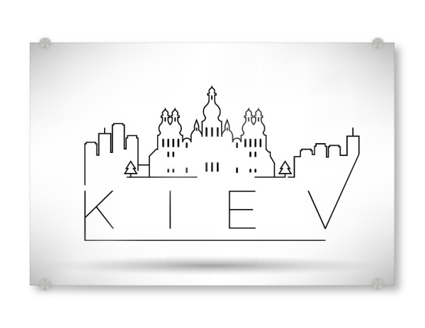 Acrylglasbild "Minimal Kiev Skyline" artboxONE - Städte,Schwarzweiß - Minimal kiev skyline