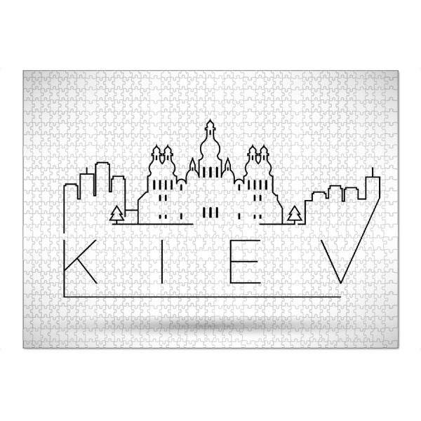 Puzzle Ravensburger "Minimal Kiev Skyline" artboxONE - Städte,Schwarzweiß - Minimal kiev skyline - Bild Minimal Kiev Skyline