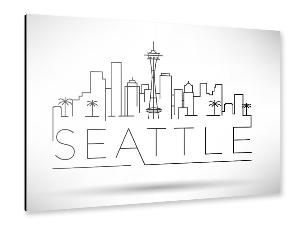 Alu-Dibond "Minimal Seattle Skyline" 30x20 cm artboxONE