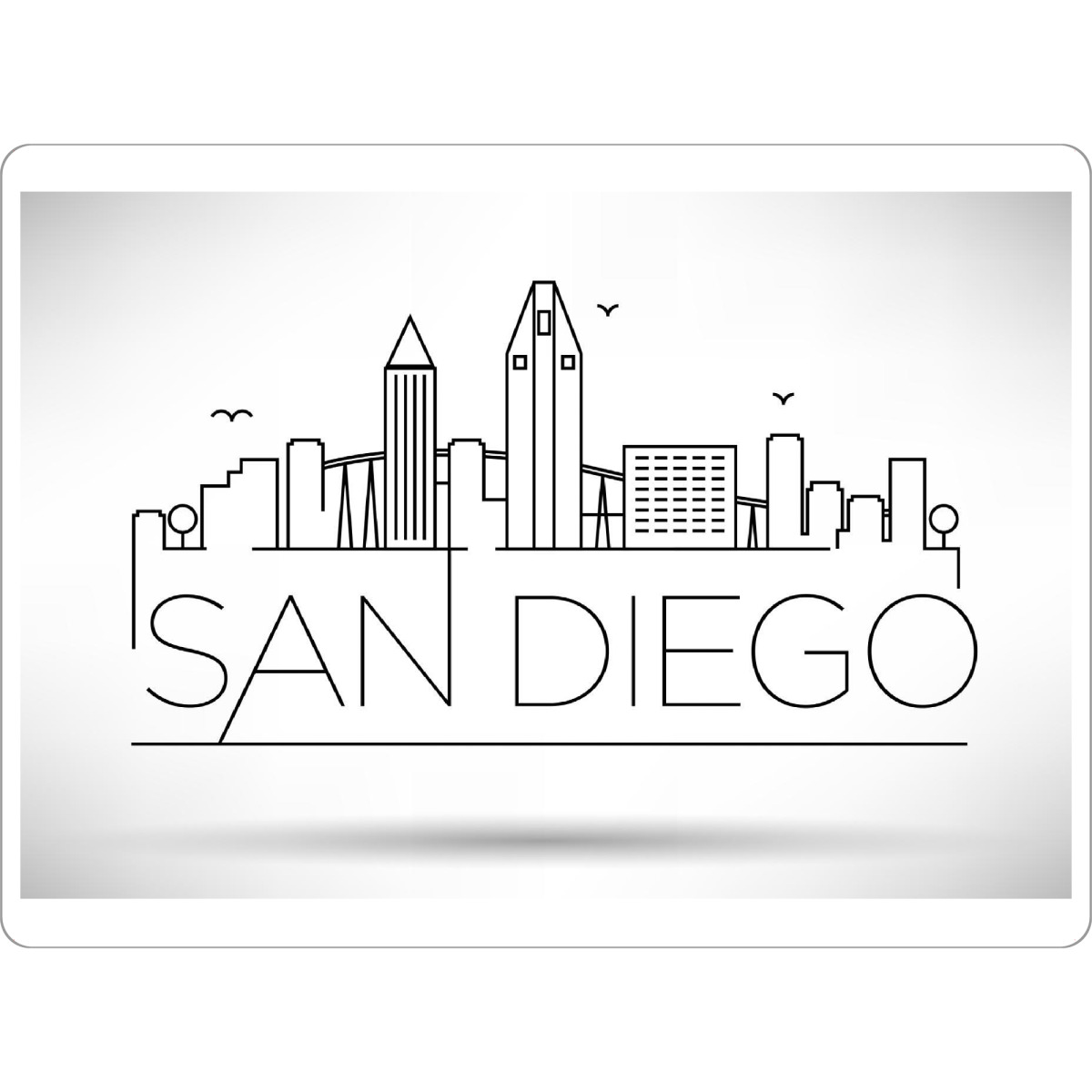 Tischset "Minimal San Diego Skyline" artboxONE - Städte,Schwarzweiß