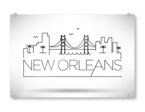Acrylglasbild "Minimal New Orleans Skyline" artboxONE - Städte,Schwarzweiß