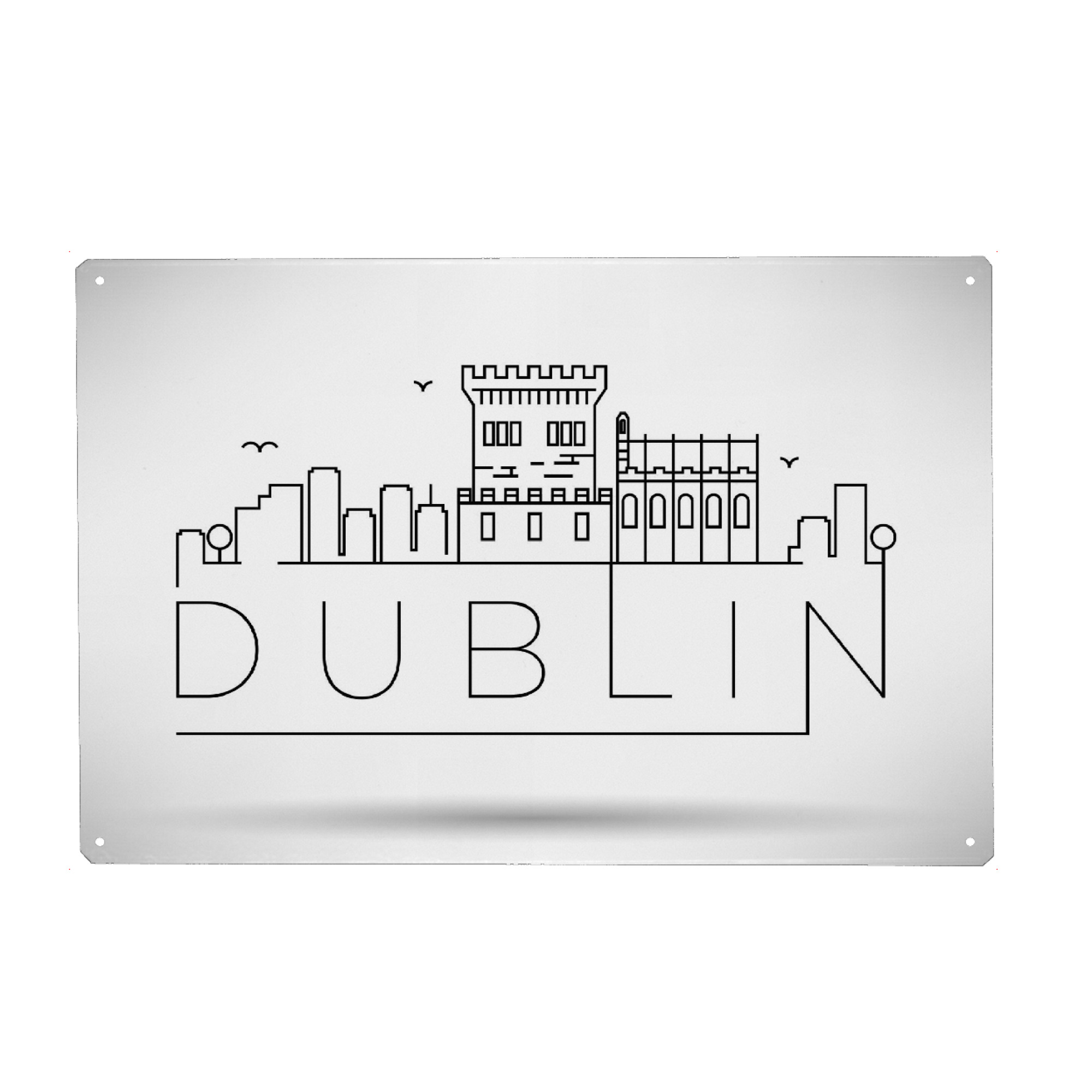 Metall Poster "Minimal Dublin Skyline" artboxONE - Städte,Schwarzweiß