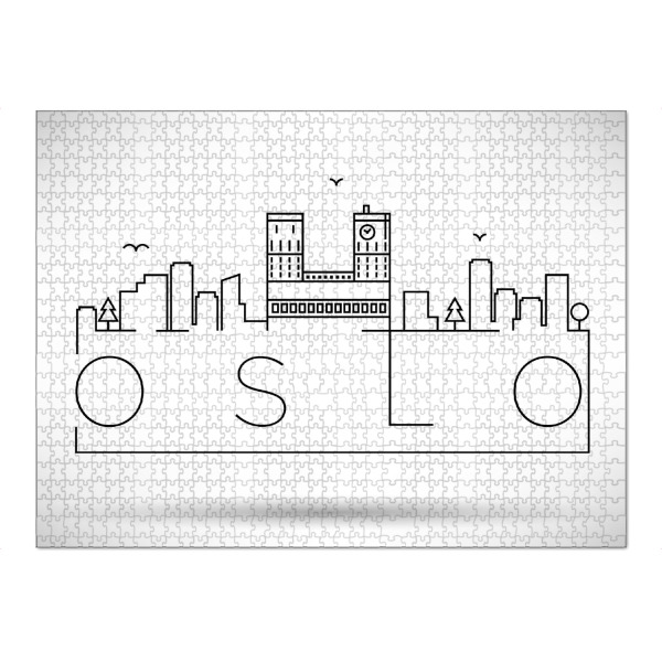 Puzzle Ravensburger "Minimal Oslo Skyline" artboxONE - Städte,Schwarzweiß