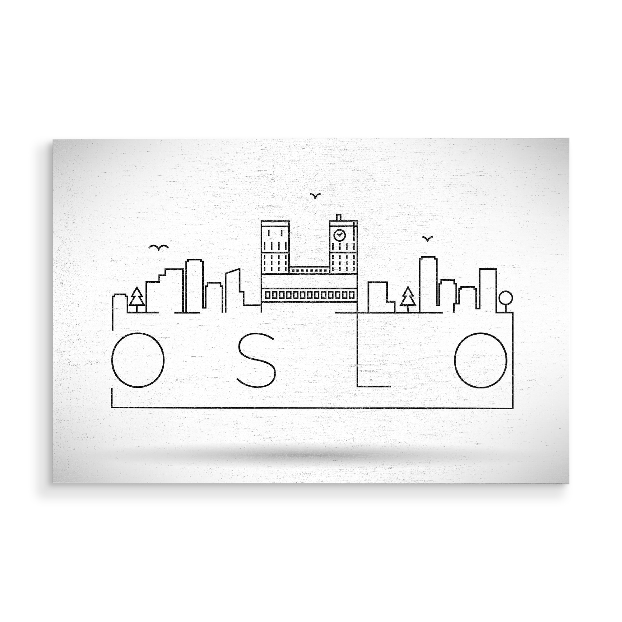 Holzbild "Minimal Oslo Skyline" artboxONE - Städte,Schwarzweiß