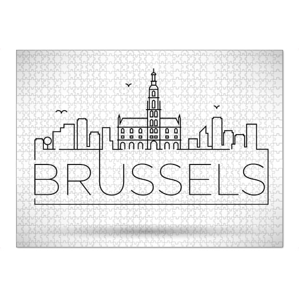 Puzzle Ravensburger "Minimal Brussels Skyline" artboxONE - Städte,Schwarzweiß