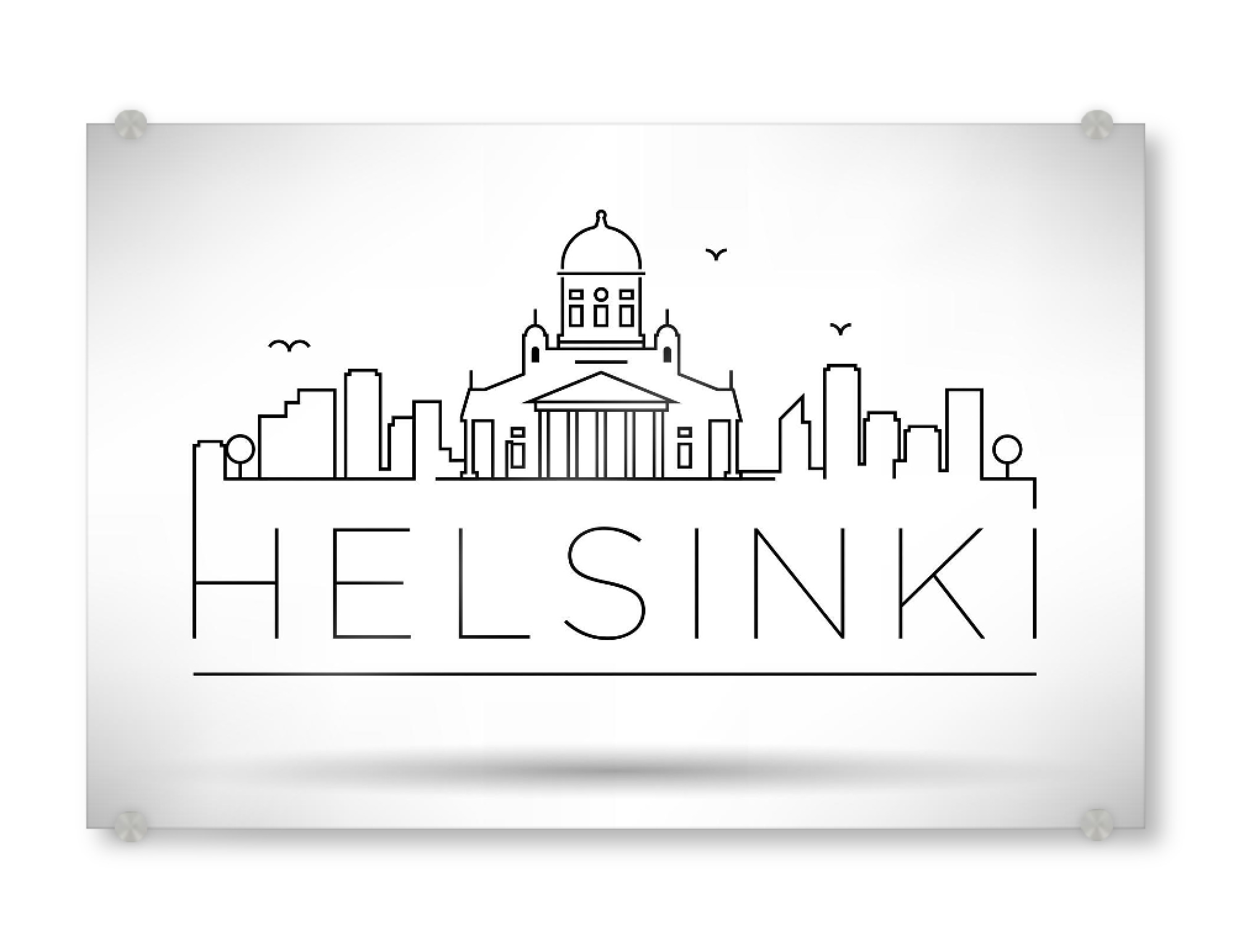 Acrylglasbild "Minimal Helsinki Skyline" artboxONE - Städte,Schwarzweiß