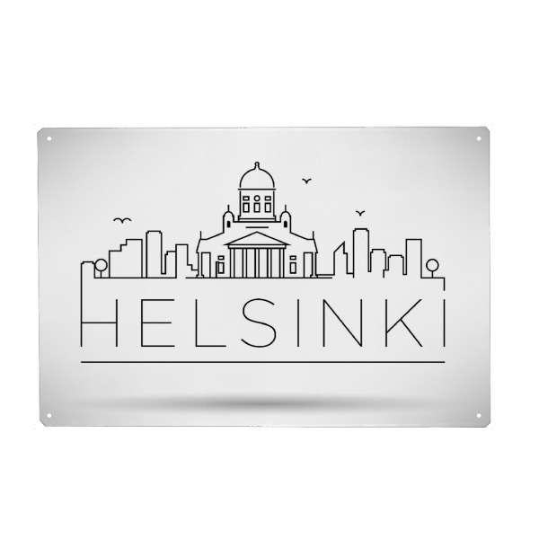 Metall Poster "Minimal Helsinki Skyline" artboxONE - Städte,Schwarzweiß