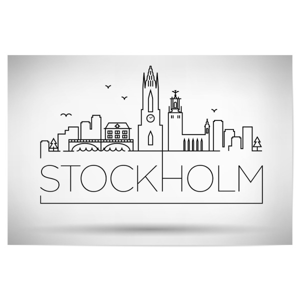 Poster 30x20 cm "Minimal Stockholm Skyline" artboxONE - Städte,Schwarzweiß