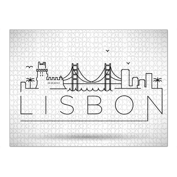 Puzzle Ravensburger "Minimal Lisbon Skyline" artboxONE - Städte,Schwarzweiß