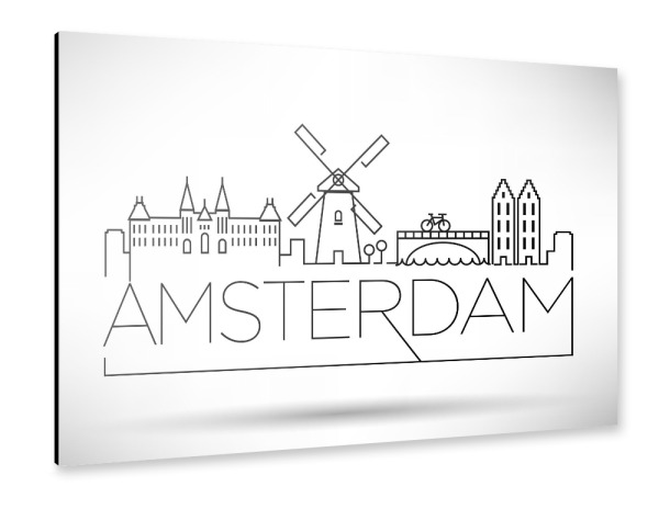 Alu-Dibond "Minimal Amsterdam Skyline" 30x20 cm artboxONE