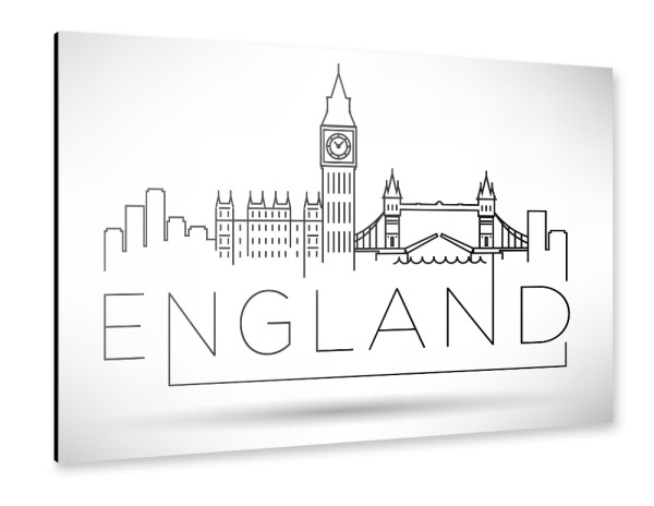 Alu-Dibond "Minimal England Skyline" 30x20 cm artboxONE