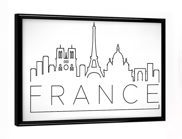 Poster mit schwarzem Rahmen "Minimal France Skyline" artboxONE - Städte / Paris