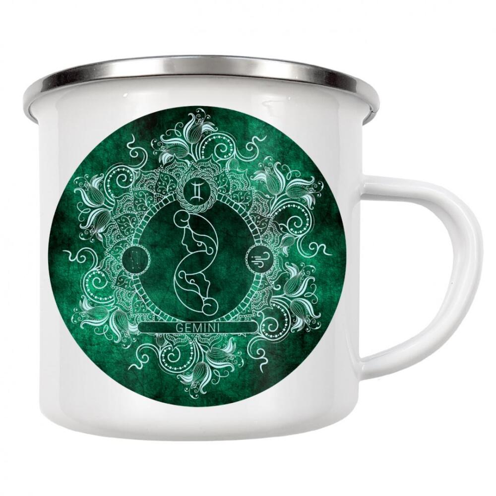 Emaille Tasse "Sternzeichen - Minze - Zwillinge" artboxONE - Natur,Floral,Abstrakt