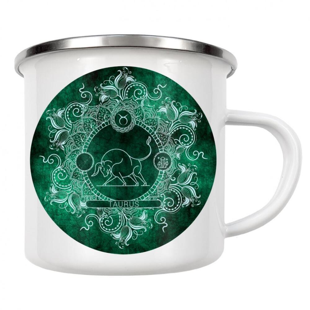 Emaille Tasse "Sternzeichen - Minze - Stier" artboxONE - Natur,Floral,Abstrakt
