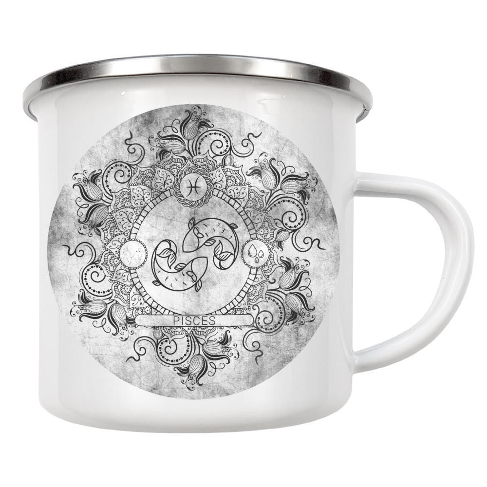 Emaille Tasse "Sternzeichen - Asche - Fische" artboxONE - Natur,Floral,Abstrakt