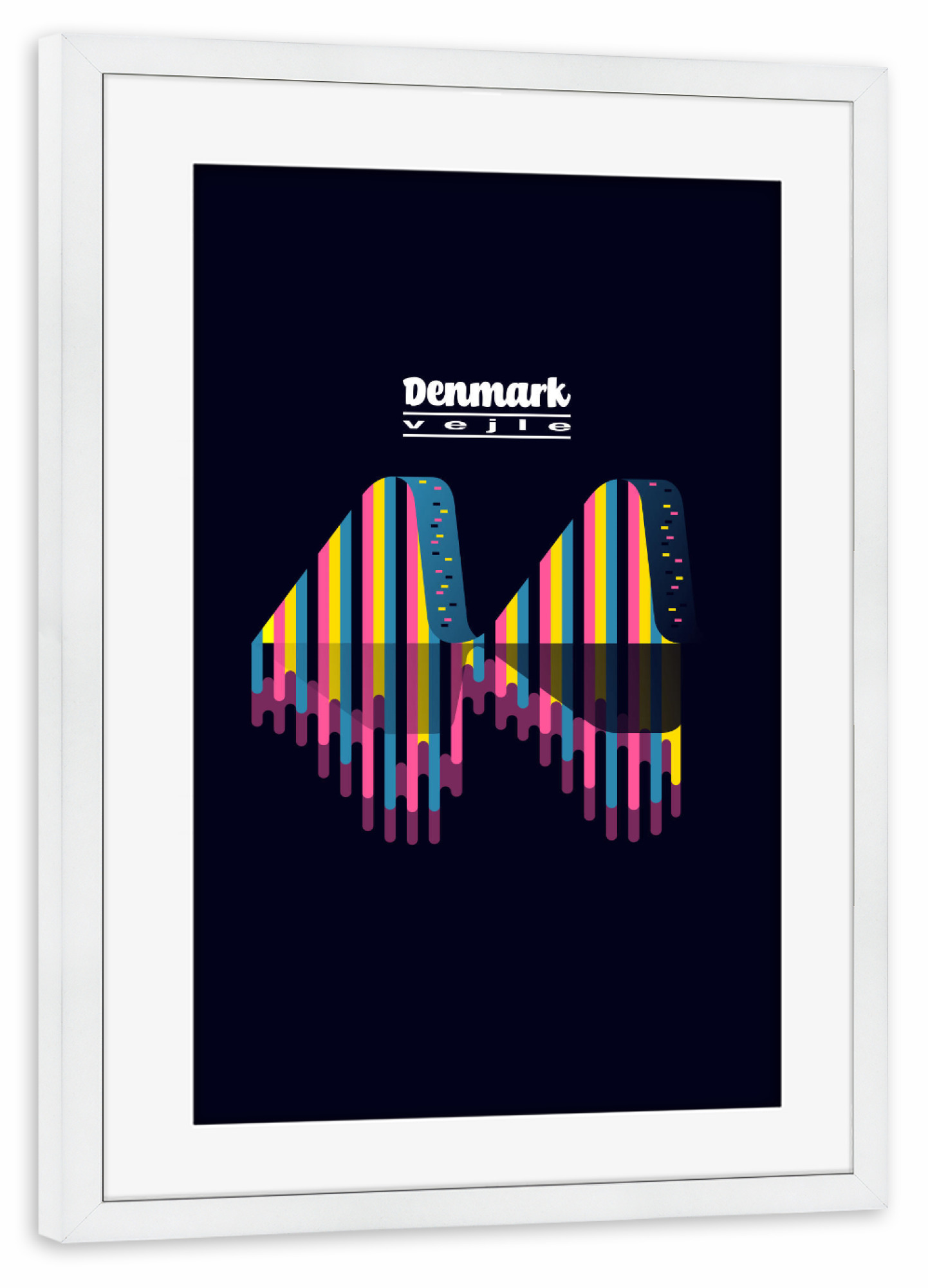 Poster mit Rahmen weiß "Denmark - Vejle" artboxONE - Städte,Typografie,Reise,Architektur,Reise / Länder