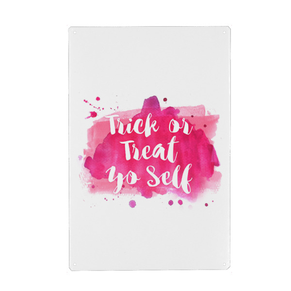 Holzbild "Trick or Treat Yo Self 2" artboxONE - Halloween - Halloween,Yourself,Quote,Motivational,Inspirational,Watercolor,Pink