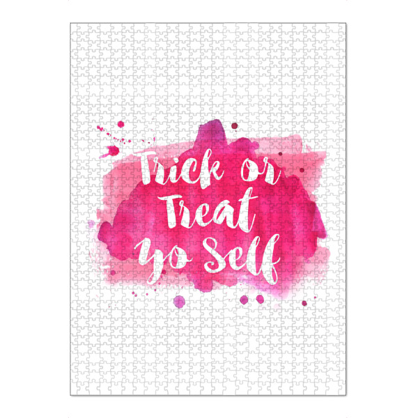 Puzzle Ravensburger "Trick or Treat Yo Self 2" artboxONE - Halloween - Halloween,Yourself,Quote,Motivational,Inspirational,Watercolor,Pink