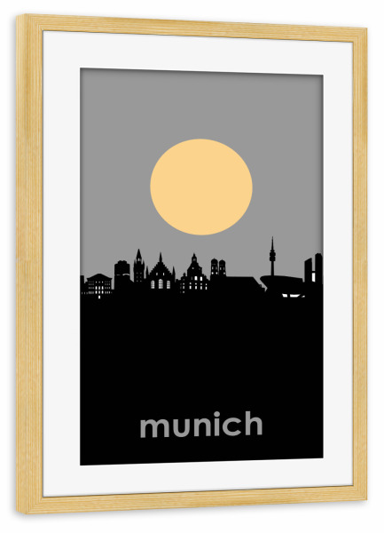Poster mit Rahmen kiefer "Munich skyline minimalism" artboxONE - Städte,Städte / München,Reise,Abstrakt,Architektur