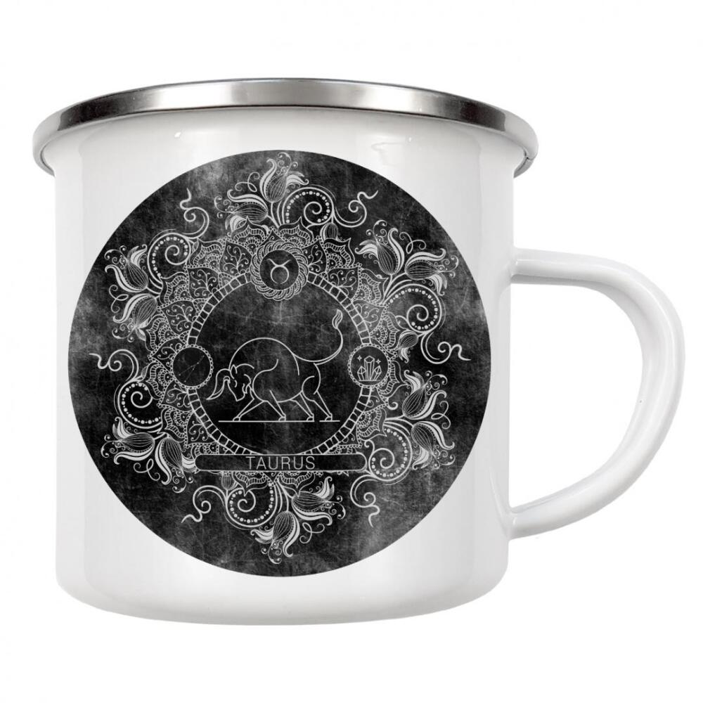 Emaille Tasse "Tierkreis - Kohle - Stier" artboxONE - Natur,Floral,Abstrakt