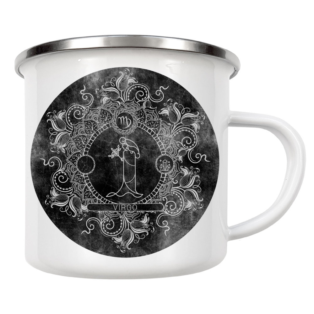 Emaille Tasse "Sternzeichen - Kohle - Jungfrau" artboxONE - Natur,Floral,Abstrakt