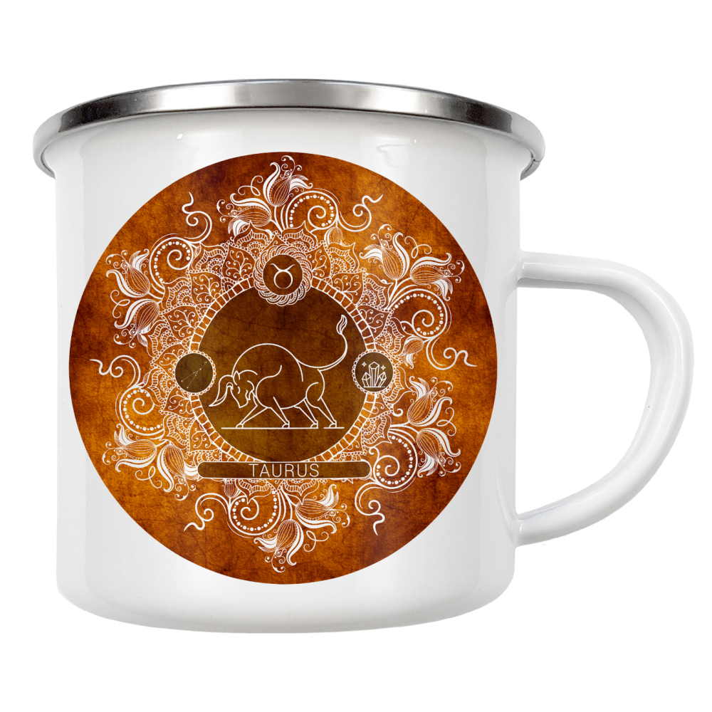 Emaille Tasse "Tierkreis - Mandarine - Stier" artboxONE - Natur,Floral,Abstrakt