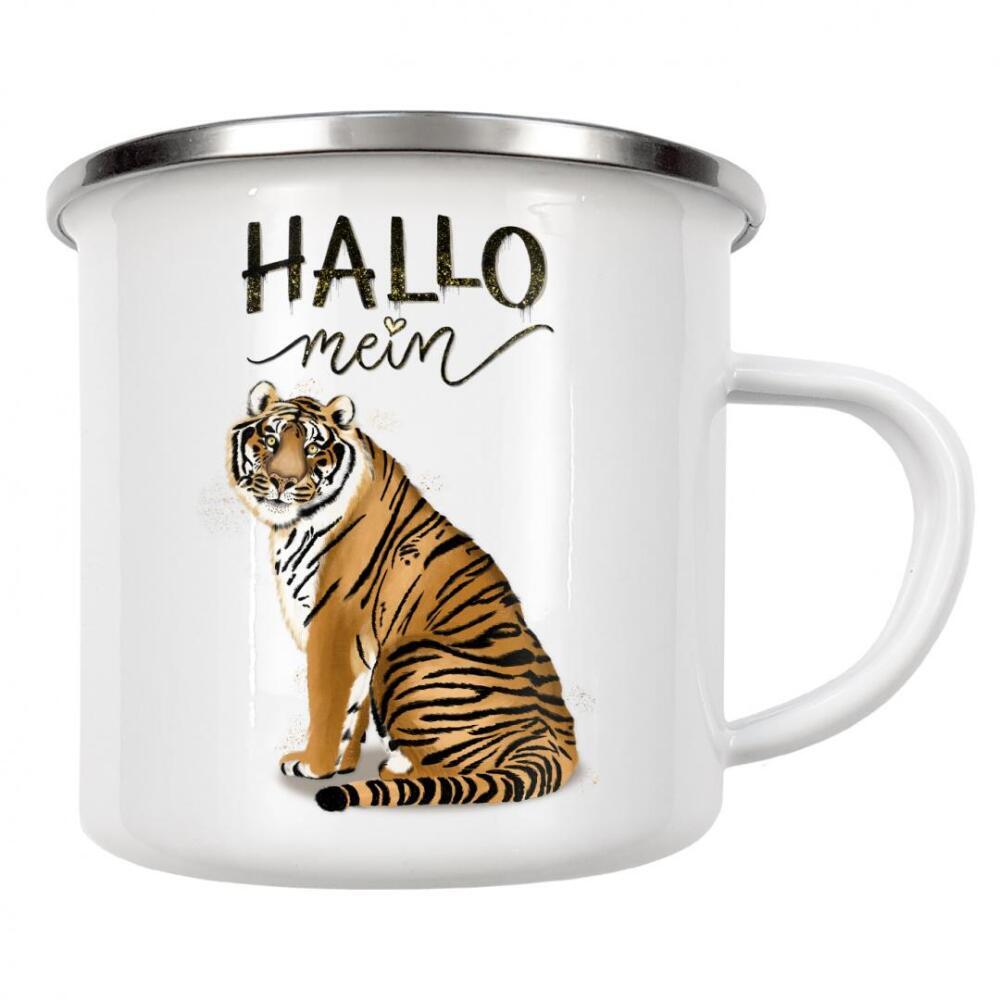 Emaille Tasse "Hallo, mein Tiger" artboxONE - Typografie,Tiere,Liebe