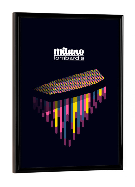 Poster mit schwarzem Rahmen "Milano - Lombardia" artboxONE - Städte,Typografie,Reise,Architektur,Städte / Mailand