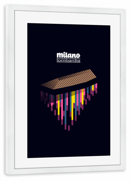 Poster mit Rahmen weiß "Milano - Lombardia" artboxONE - Städte,Typografie,Reise,Architektur,Städte / Mailand